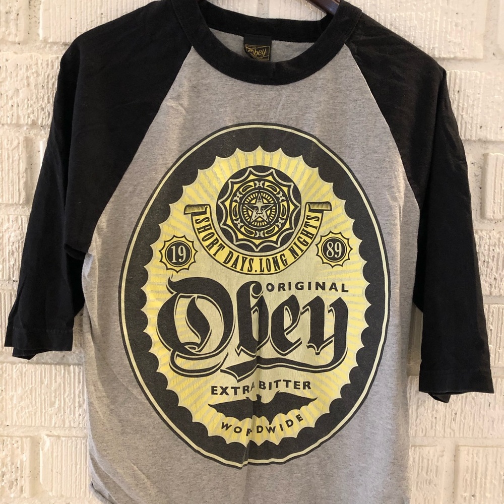 3/4 sleeve obey shirt medium